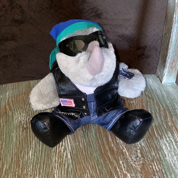 Rhinocort Aqua Nasal Spray Pharmaceutical Advertising Rhino Biker Plush 7" - Picture 2 of 6